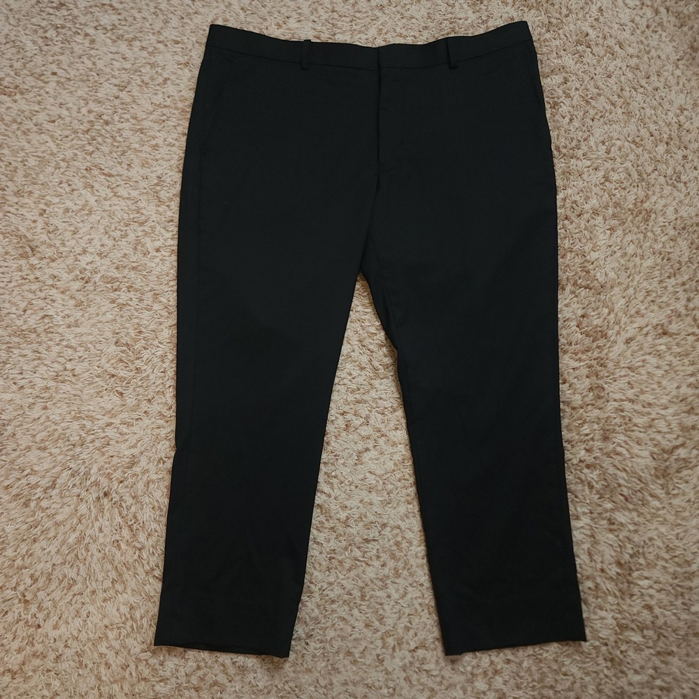 Nordstrom Tech-Smart Dress Pants Mens 42W Black Trim Fit Wool Blend Slacks